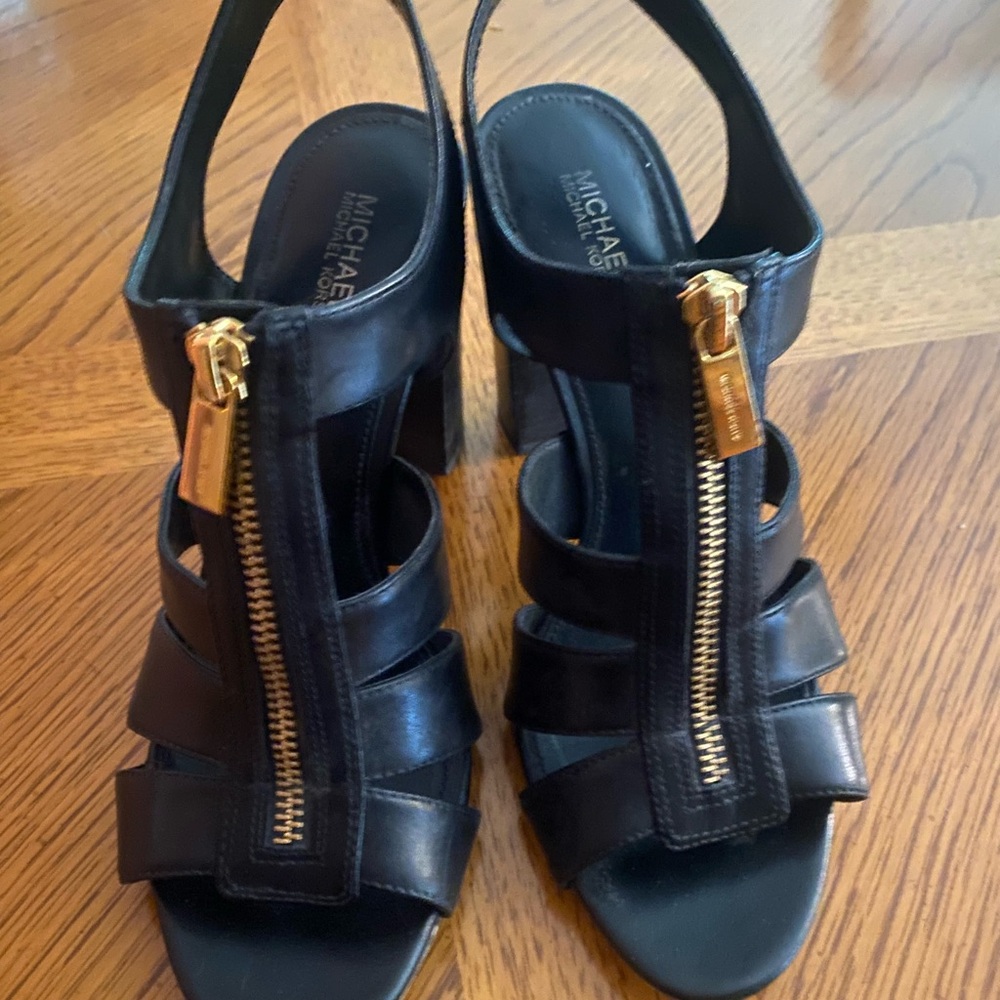 Michael Kors Black Heels with Gold Zipper